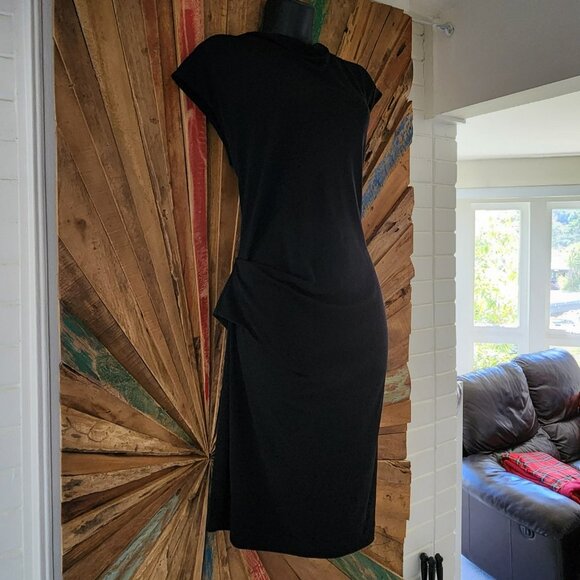 By Malene Birger side drape/ruching hi-lo black t-shirt Dress Sz M - Picture 5 of 11